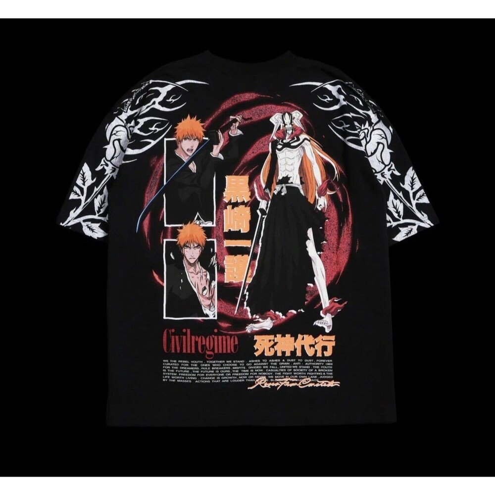 Civil Regime x Bleach Ichigo 199x Oversized T-Shirt Medium Black